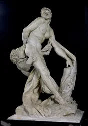 Milo af Croton angrebet af en løve (gips) (se også 91045)